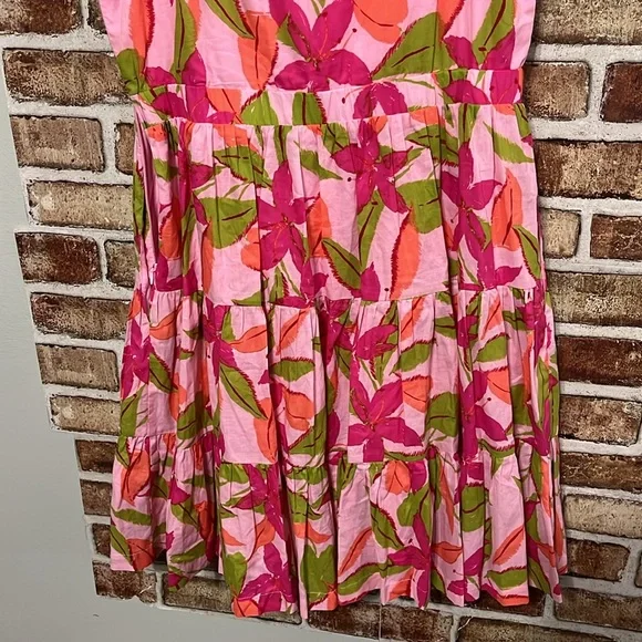 Taylor Vibrant Pink and Green Floral Dress - Picture 4 of 4